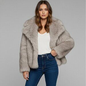 Faux Fur Jacket Oversized Gray